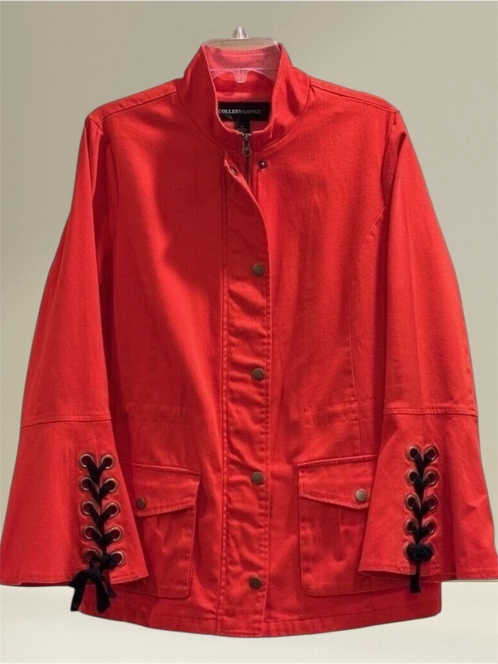 Colleen Lopez Red Lace Up Women’s Jacket Size Medium